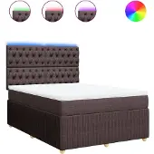 vidaXL Boxspring met matras stof donkerbruin 140x190 cm