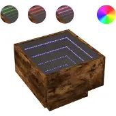 vidaXL Bijzettafel met LED 40x40x30 cm bewerkt hout gerookt eikenkleur