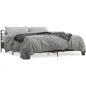vidaXL Bedframe bewerkt hout metaal bruin eikenkleur 200x200 cm