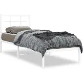 vidaXL Bedframe met hoofdbord metaal wit 80x200 cm