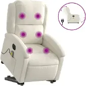 vidaXL Sta-op-massagestoel elektrisch verstelbaar fluweel crèmekleurig