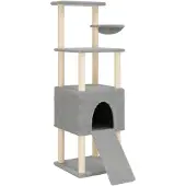vidaXL Kattenmeubel met sisal krabpalen 153 cm lichtgrijs