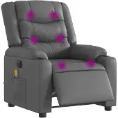 vidaXL Massagestoel verstelbaar elektrisch kunstleer grijs