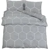 vidaXL Dekbedovertrekset 260x240 cm katoen grijs en wit