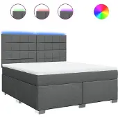 vidaXL Boxspring met matras stof donkergrijs 180x200 cm