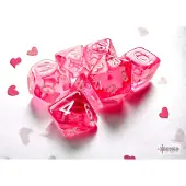 Chessex Translucent Mini-Polyhedral Pink/white Dobbelsteen Set (7 stuks)