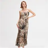 Smart & Joy Bustier Chiffon Maxi -jurk met abstracte bloemenprint