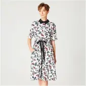 Smart & Joy Fit-en-flare bladeren Printjurk met brede riem