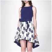 Smart & Joy Flower Jacquard Skater -jurk en toegevoegde riem