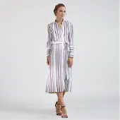 Smart & Joy Gestreepte Midi Wrap -jurk