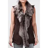 Infinity Leather Lange damesbodywarmer van Toscana-schapenvacht-Sorocaba
