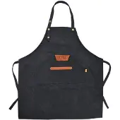 Clayre & Eef Keukenschort 78x70 cm Zilverkleurig Zwart Polyester Zwart