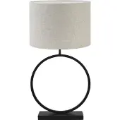 Light & Living Tafellamp Liva/Livigno - Zwart/Naturel - Ø40x78,5cm - Tafellamp met kap