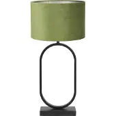 Light & Living Tafellamp Jamiri/Velours - Zwart/Olijfgroen - Ø30x67cm - Tafellamp met kap