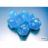 Chessex Frosted Mini-Polyhedral Caribbean Blue/white Dobbelsteen Set (7 stuks)