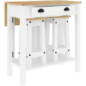 DKD Home Decor 3-delige Barset massief grenenhout wit