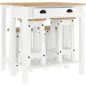 vidaXL 5-delige Barset massief grenenhout wit