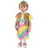 Witbaard Verkleedjurk Hippie Meisjes Polyester 3-delig Mt 68/80