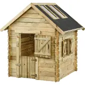 Intergard Houten speelhuisje grenen Lodewijk met dakramen 120x120x160cm