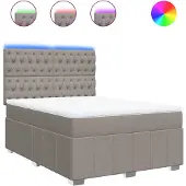 vidaXL Boxspring met matras stof taupe 140x200 cm
