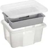 Sunware Nesta opbergbox 24L met inzet - Met deksel - Transparant