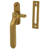 Hardbrass Raamboompje links met haak en sluitplaat - messing getrommeld