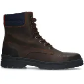 Manfield Donkerbruine leren veterboots | Maat 40