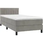 vidaXL Boxspring met matras fluweel lichtgrijs 90x190 cm