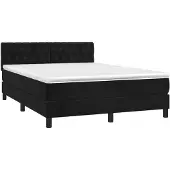 vidaXL Boxspring met matras fluweel zwart 140x190 cm