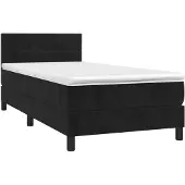 vidaXL Boxspring met matras fluweel zwart 90x190 cm
