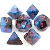 Chessex DND Dice Set-D&D Dice-Gemini: Mini 7pc Polyhedral Black-Starlight/red Dice Set-Dungeons and Dragons Dice Includes 7 Dice - D4 D6 D8 D10 D1