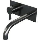 Brauer Gunmetal Edition inbouw wastafelmengkraan met gebogen uitloop en afdekplaat model E2 gunmetal geborsteld PVD