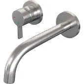 Brauer Brushed Edition ColdStart wastafelkraan inbouw gebogen uitloop en rozetten model E2 RVS geborsteld PVD