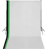 vidaXL Fotostudioset met 3 katoenen achtergronden en frame 3x5 m