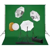 vidaXL Fotostudioset met lampen, paraplu's, achtergrond en reflector