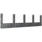 vidaXL Schanskorf U-vormig met 5 palen 500x20x150 cm ijzer