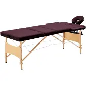 vidaXL Massagetafel inklapbaar 3 zones hout wijnpaars