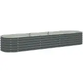 vidaXL Plantenbak verhoogd 320x80x44 cm gegalvaniseerd staal grijs