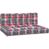 vidaXL Palletkussens 2 st stof ruitpatroon rood