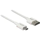 DeLOCK Dunne Premium Micro HDMI - HDMI kabel - versie 2.0 (4K 60Hz) / wit - 0,50 meter