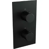 Brauer Black Carving thermostatische inbouw regendouche 3-weg omstelling SET 48 met 30 cm douchekop en plafondarm en 3-standen handdouche en doucheslang en geïntegreerde glijstang mat zwart