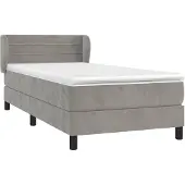 vidaXL Boxspring met matras fluweel lichtgrijs 90x190 cm