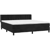vidaXL Boxspringbed met matras, zwart, 160x200 cm, fluweel