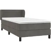 vidaXL Boxspring met matras fluweel donkergrijs 90x190 cm