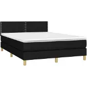 vidaXL Boxspring met matras stof zwart 140x190 cm