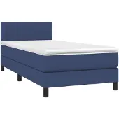 vidaXL Boxspring met matras stof blauw 90x190 cm