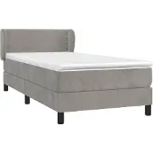 vidaXL Boxspring met matras fluweel lichtgrijs 80x200 cm