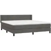 vidaXL Boxspring met matras fluweel donkergrijs 180x200 cm