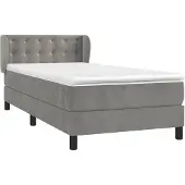 vidaXL Boxspring met matras fluweel lichtgrijs 80x200 cm