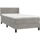 vidaXL Boxspring met matras fluweel lichtgrijs 80x200 cm